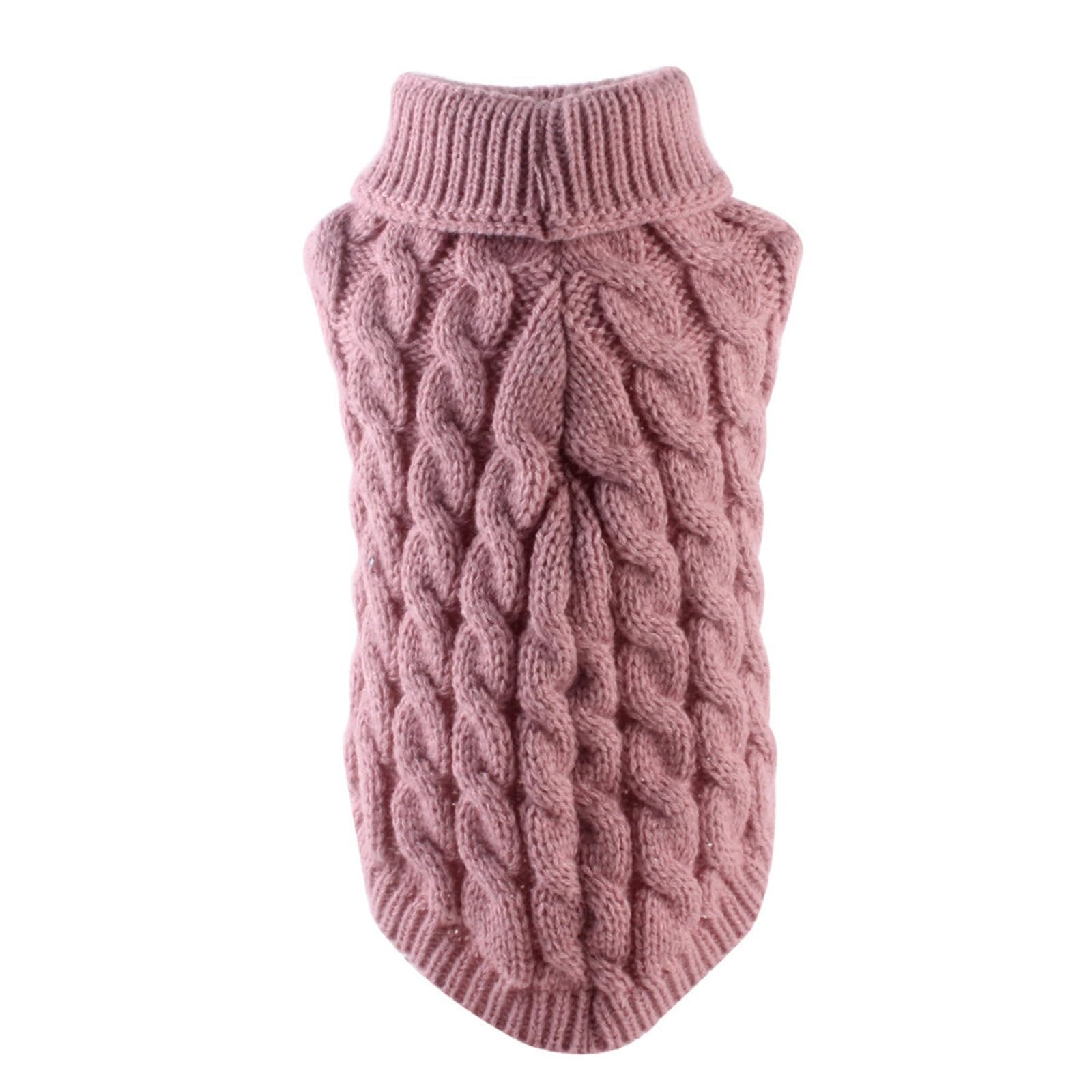 Knitted Dog Jumpers, Cable Knit Dog Jumper with Turtleneck, Warm & Breathable Winter Sweater for Small Dogs and Cats, Easy Pullover Design in 7 Colours, Machine Washable