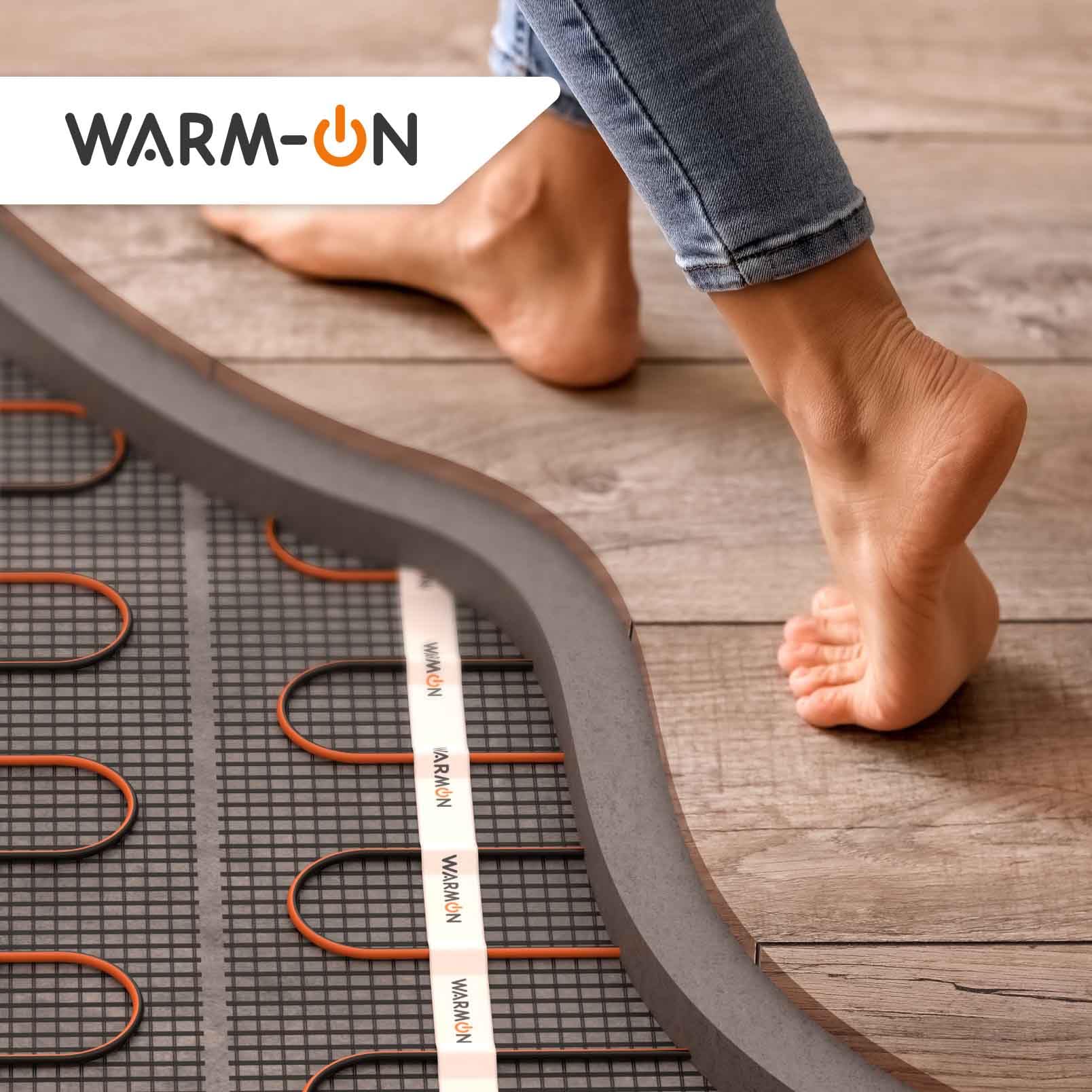 Calefacción eléctrica por suelo radiante para azulejos: Estera calefactora de dos núcleos WARMON Classic 150 W/m², con termostato a elegir, termostato: TP 750 Non WiFi - Negro, Tamaño de la