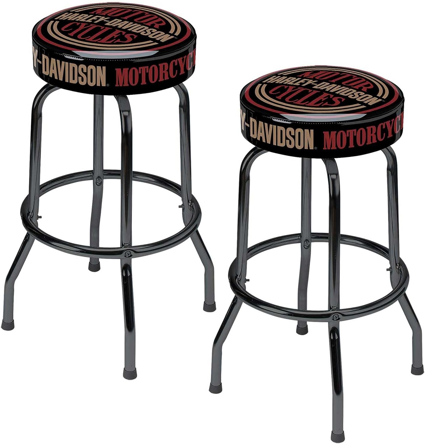HarleyDavidson Bar Stools Circle Logo Steel Frame 360degree Swivel Set of 2