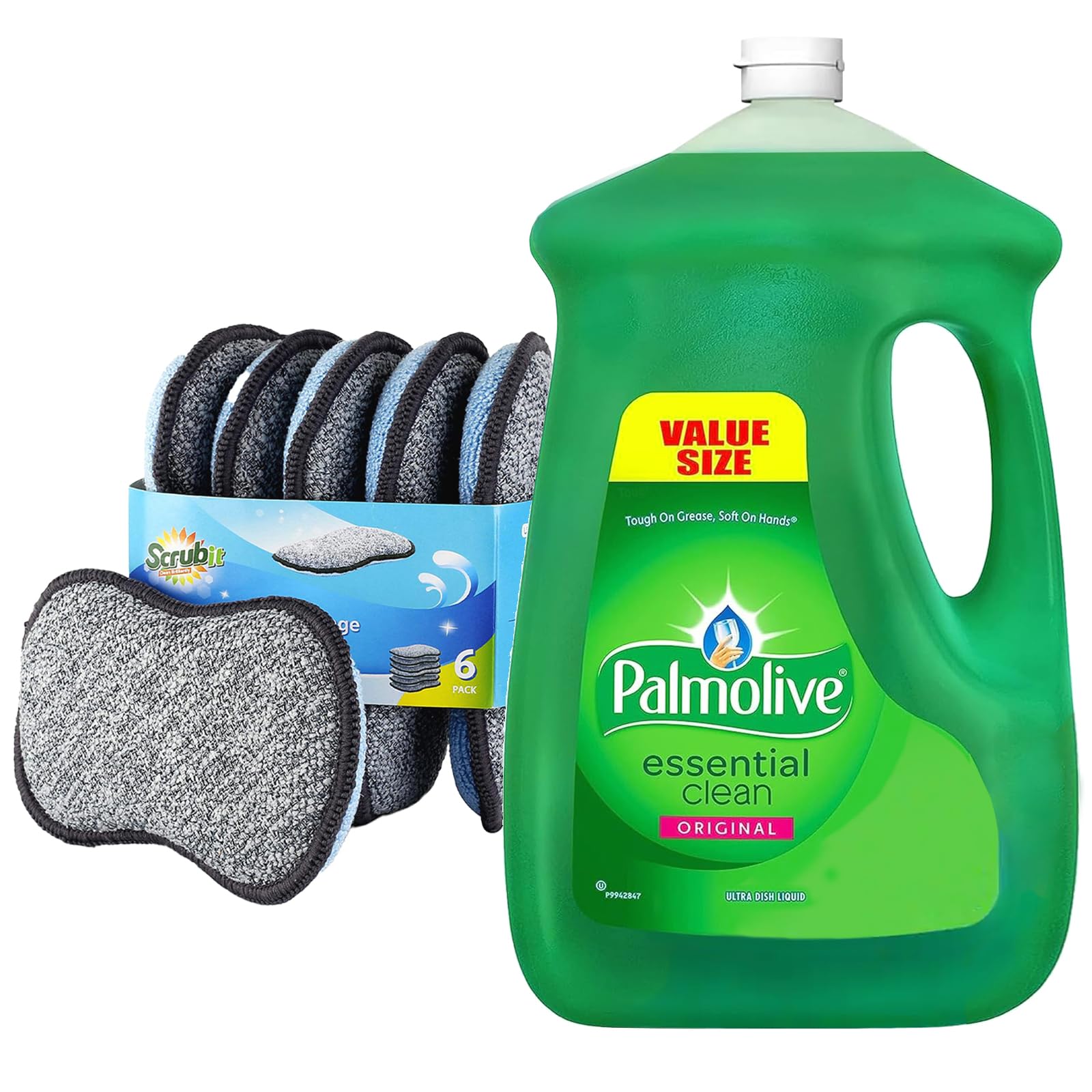 Palmolive Dishwashing Liquid - 90 oz. Palmolive Dish Soap Liquid - With 6 Multi-Purpose Scrub Sponges for Cleaning Dishes, Pots and Pans