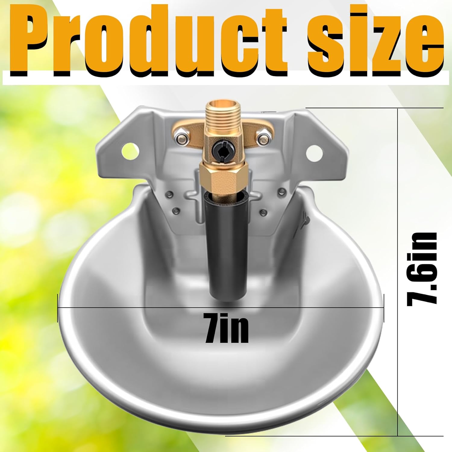 Automatic Animal Drinking Water Bowl with Float Valve and Drainage Hole 304 Stainless Steel Feeder Trough Dispenser Waterer Livestock Water Trough Suitable for Pet Dog Horse Cattle Goat Sheep（Dia 9in）