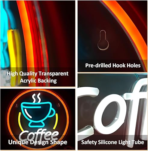 Miniatura 3 de Letrero de neón de barra de café para pared, letrero de cafetería para cafetería, estación de café, taza de café, decoración artística para