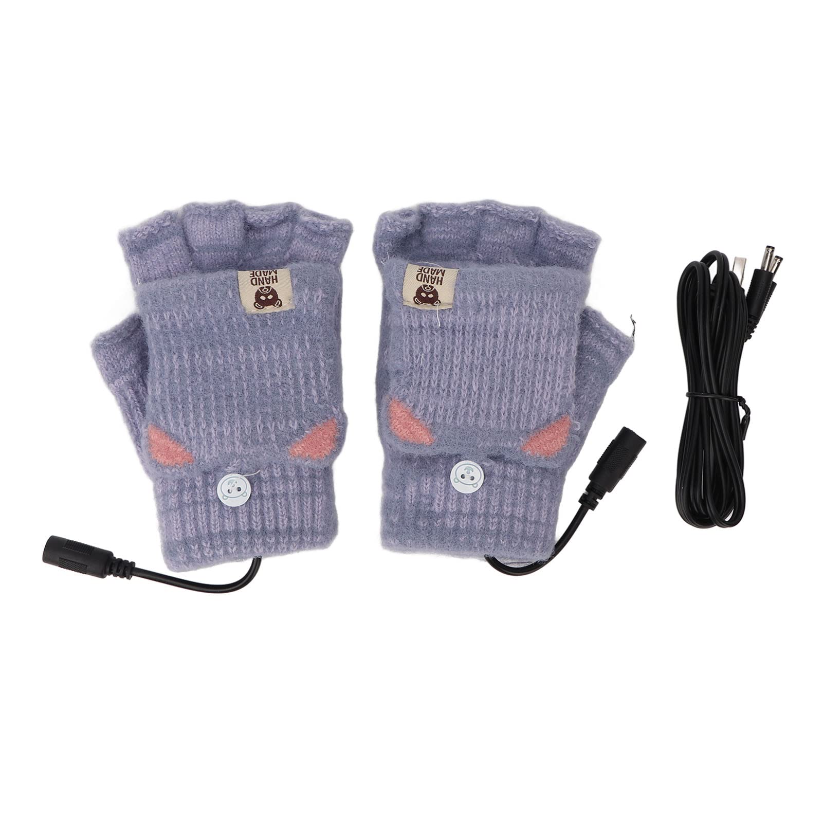 USB Heated Gloves, EVTSCAN USB Heated Gloves Mitten Men Women Winter Knitted Fingerless Hand Warmer Heating Gloves for Office Work(Blue)