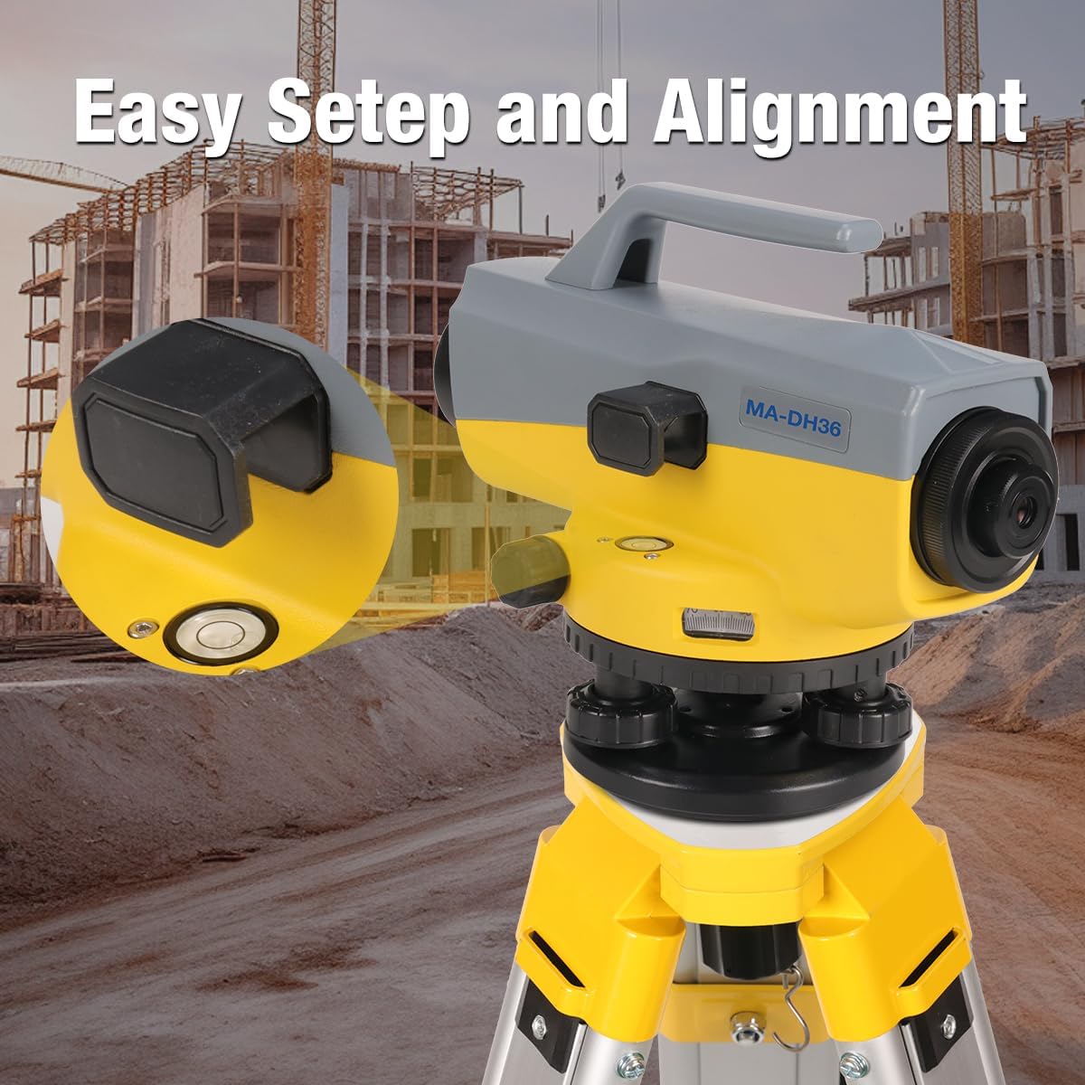 Automatic Transit Level 36X Optical Level Kit with Self- Leveling Magnetic Dampened Compensator and Transport Lock for Builders & Contractors | Excellent Accuracy | Water-resistant