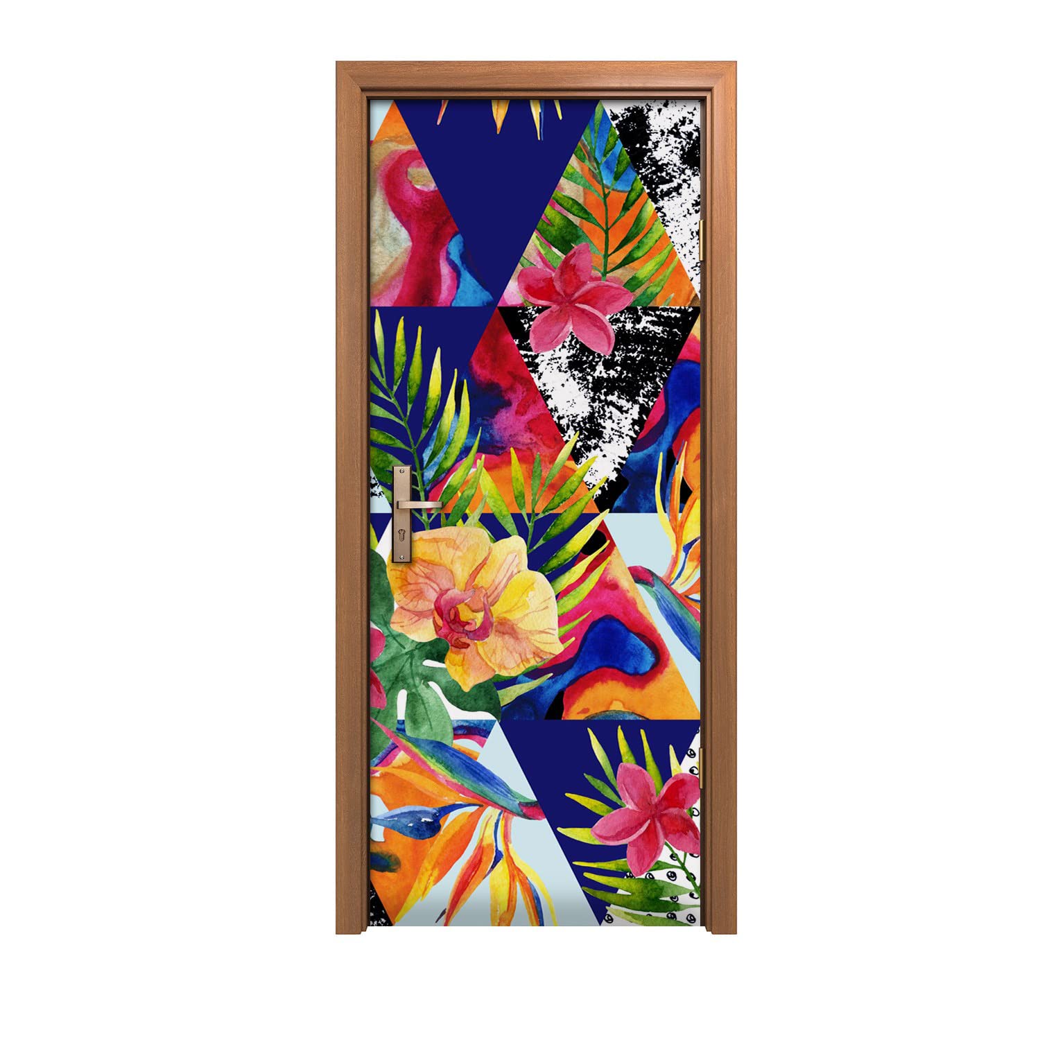 Autocollant de porte 90x200cm modèle fleur pour décoration murale