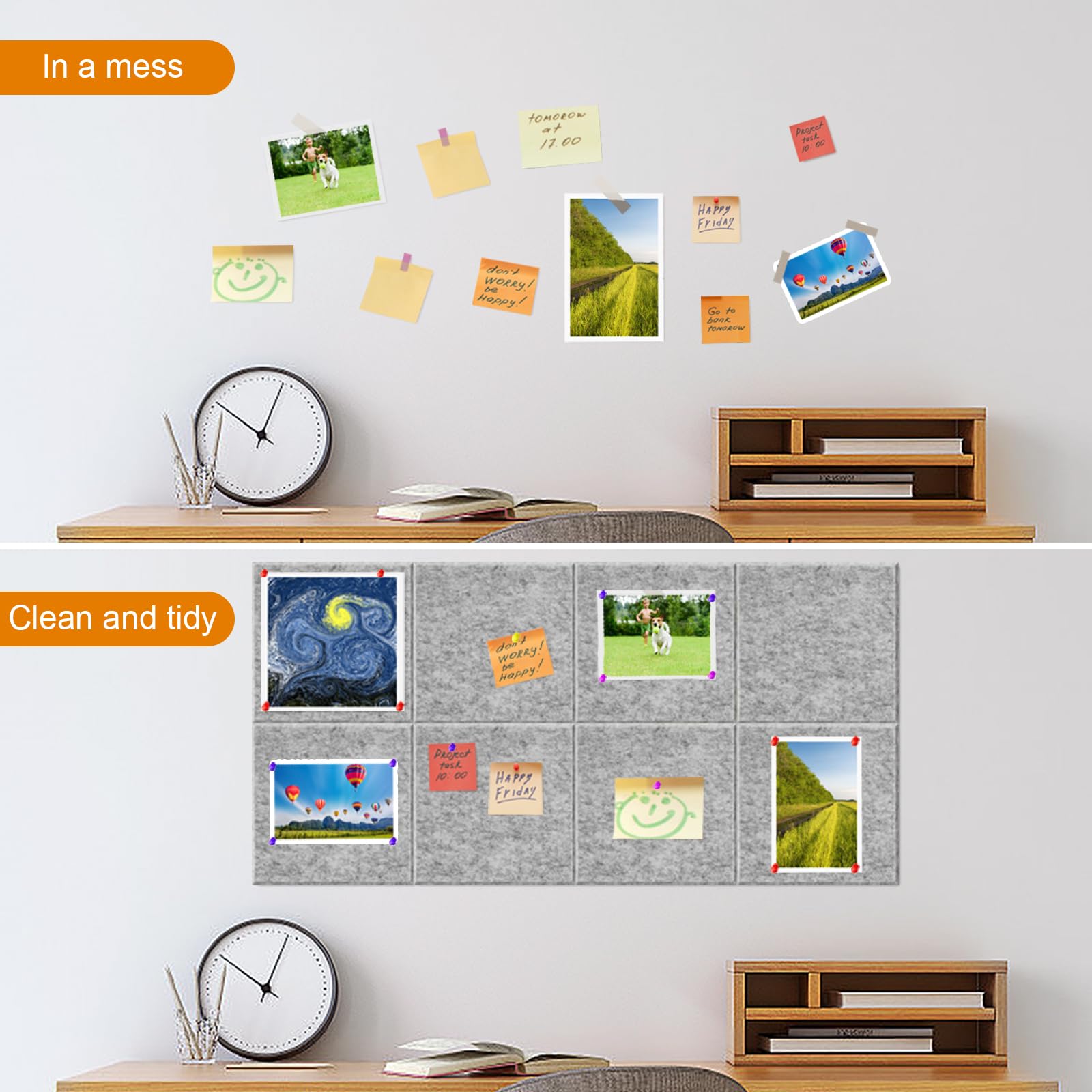 Dyserbuy 12 Pack Pin Board with 100 Pins, Felt Bulletin Board - Image 2