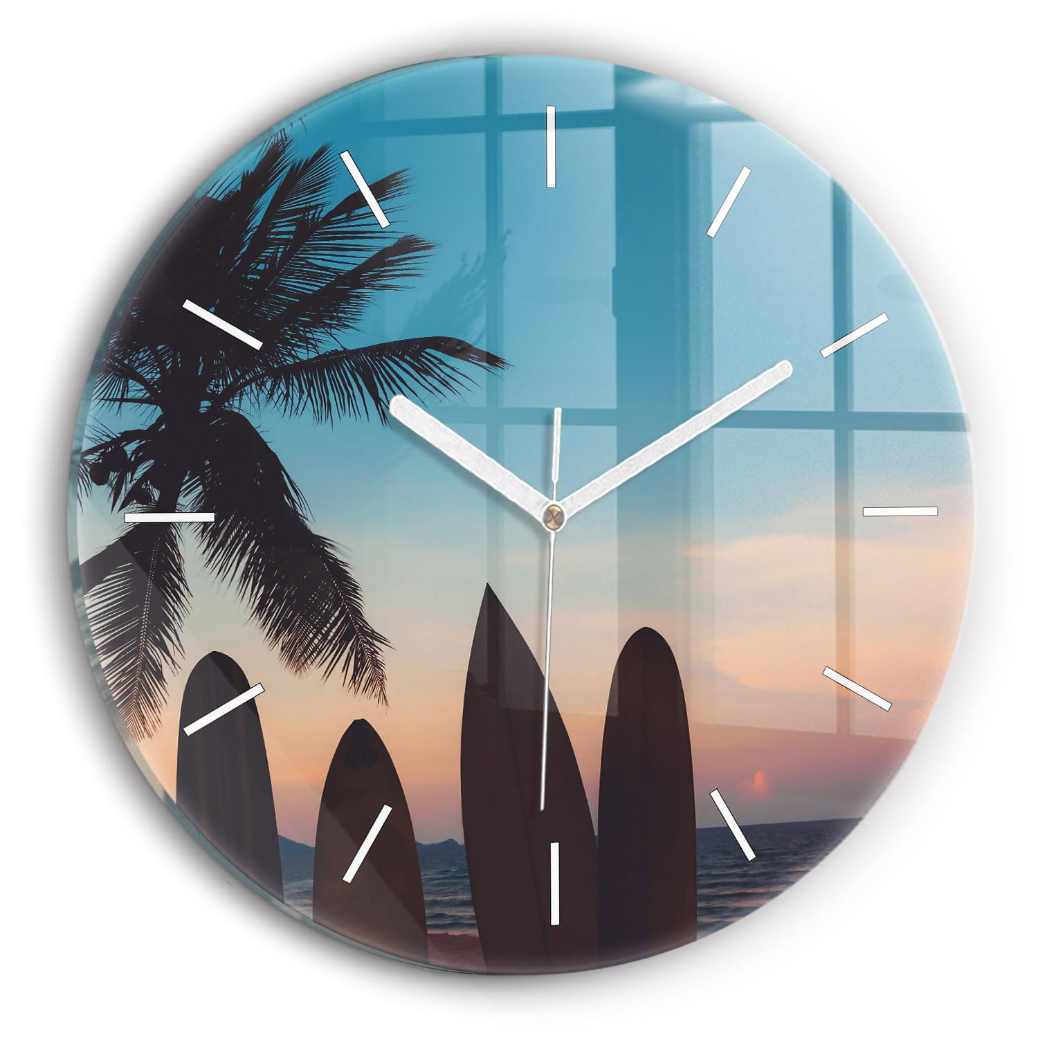 Horloge Murale Surf plage pour Décoration Salon Moderne 30cm