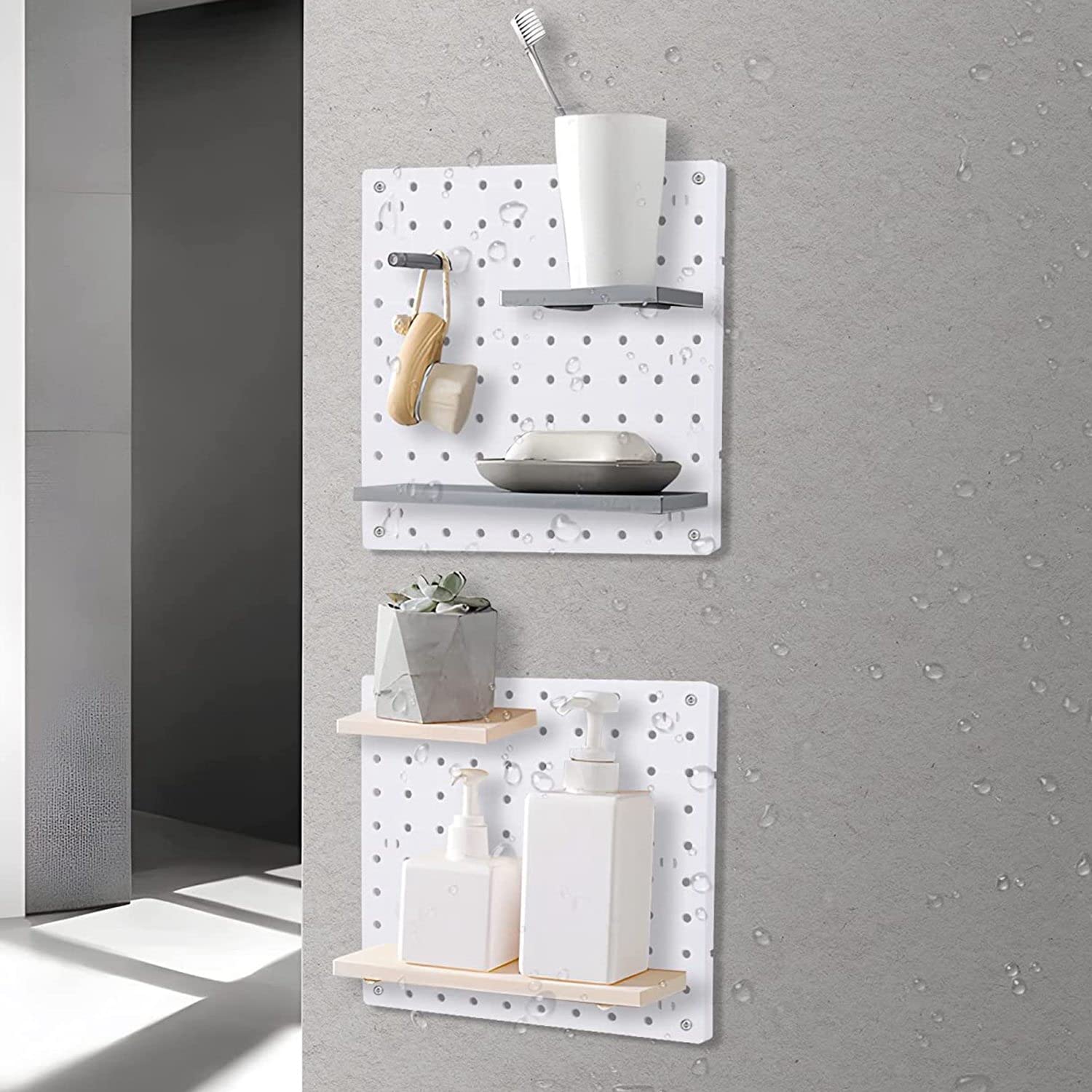 Tablero Perforado de Pared 4 Piezas para Colgar en Sala de Manualidades, Garaje, Cocina y Salón