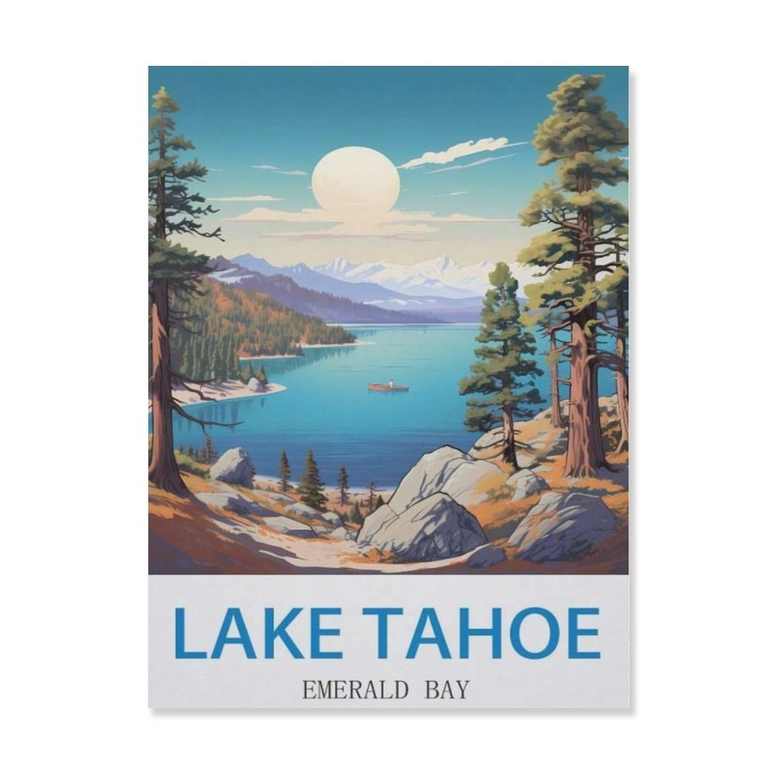 Lake Tahoe Emerald Bay，Vintage Metal Tin Sign Retro Wall Art Decor House Plaque Poster for Home Bar Pub Garden Kitchen Coffee Garage Decoration(15x30cm）6x12 inch-EH39