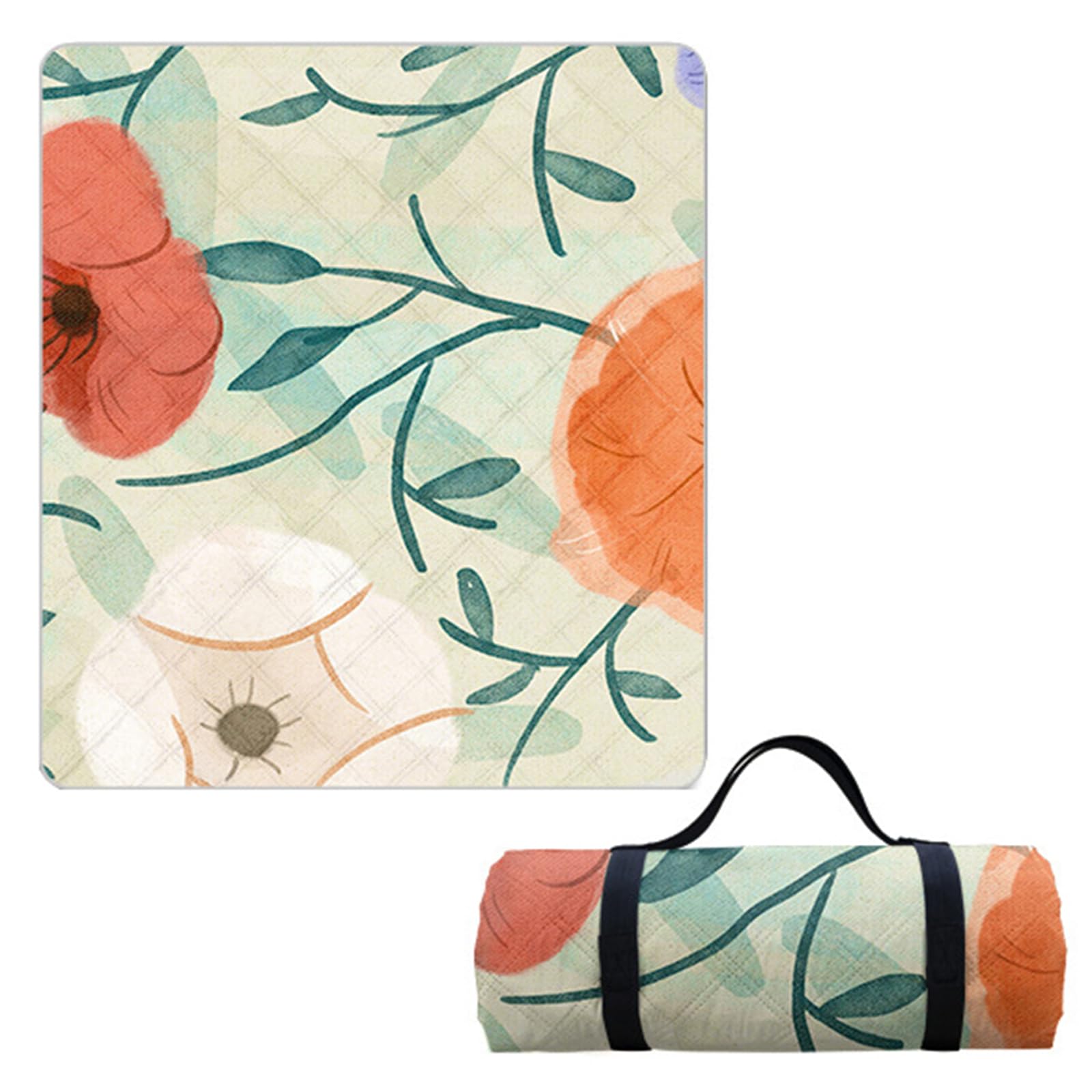 Hayisugal Picnic Blanket 200 x 200 cm Thickened Beach Blanket Sand-Free Waterproof Camping Blanket Picnic Mat Portable Picnic Blanket for Beach, Picnic, Hiking, Park, Travel, Plants K, 200 x 200 cm