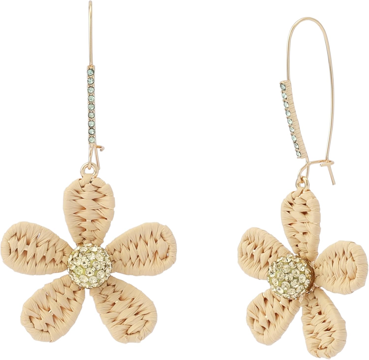 Betsey Johnson Jewelry Women's Spring Chick Raffia Daisy Dangle Earrings