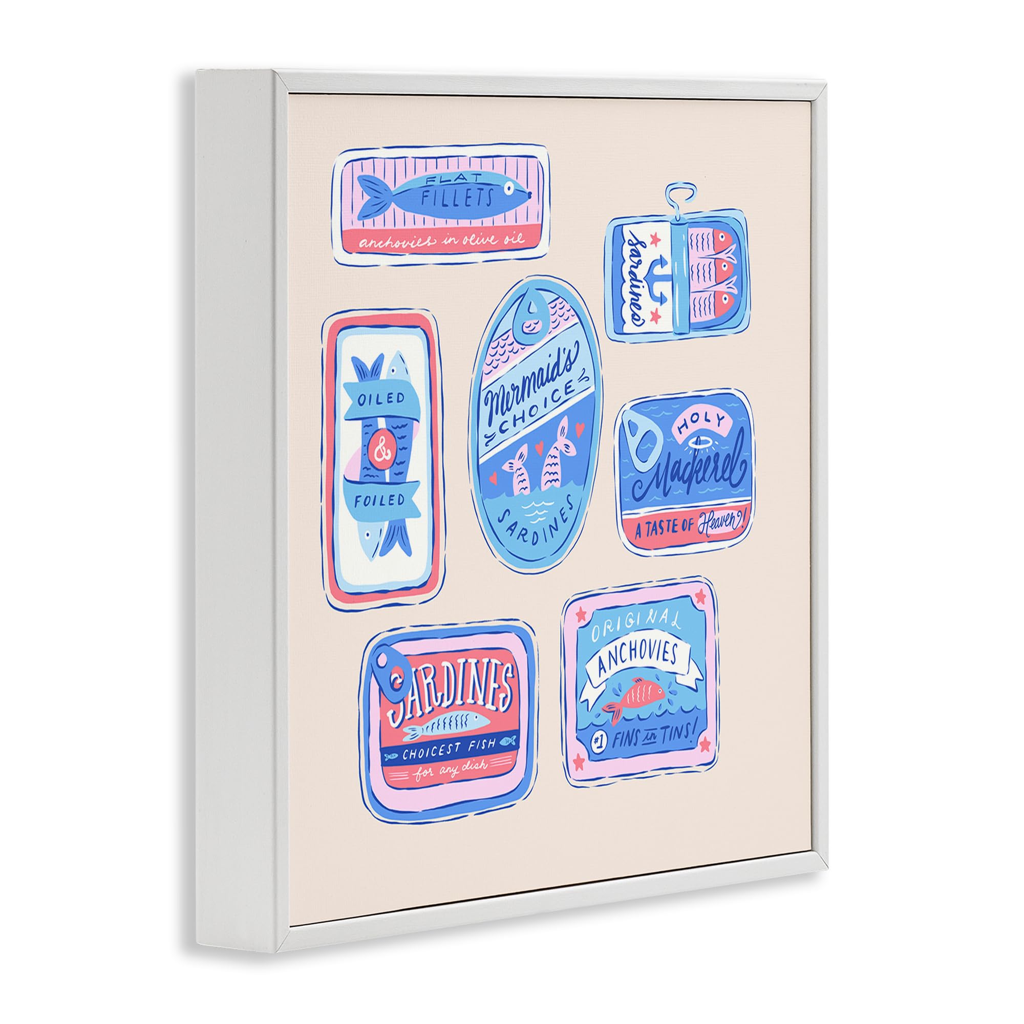 Stupell Industries Krissy Mast Giclée-Kunst, Fischkonserven, gerahmt, Weiß, gerahmt, 43,2 x 43,2 cm
