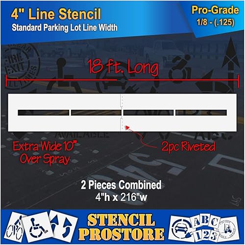 Plantillas de pavimento  4 pulgadas  Plantilla de línea recta  4 x 216 x 18 pulgadas (128 mil)  Grado profesional  (extra largas de 18 pies con área disponible en Yaxa Peru