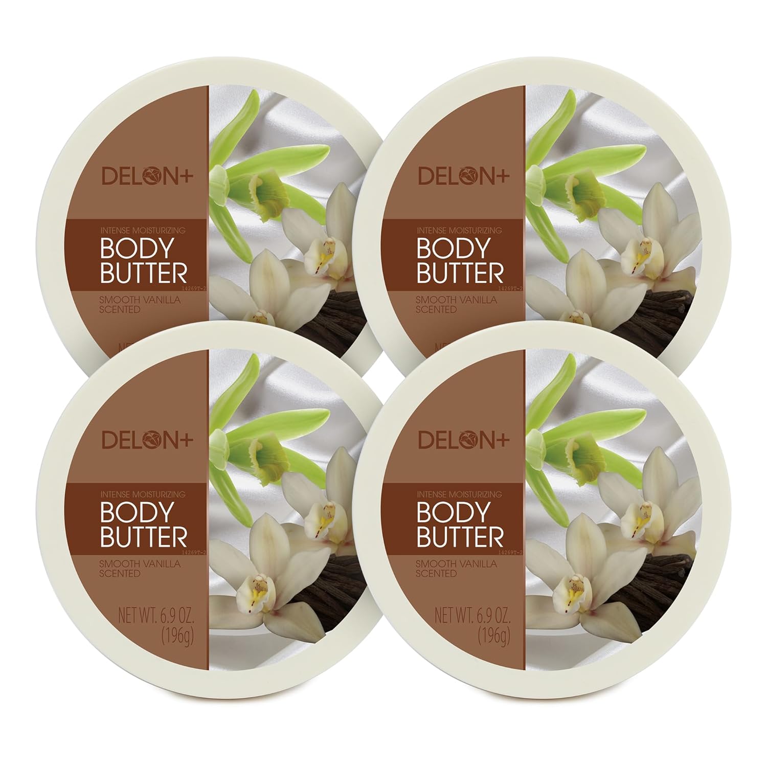 DELON Intense Moisturizing Body Butter, Smooth Vanilla with Shea Butter, 6.9 oz (Pack of 4)