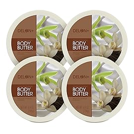 DELON Intense Moisturizing Body Butter, Smooth Vanilla with Shea Butter, 6.9 oz (Pack of 4)