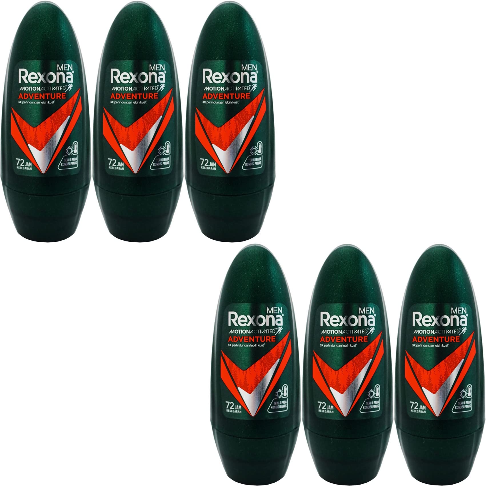 Rexona Lexona Men's Deodorant Roll On ADVENTURE Adventure Set 1.6 fl oz (45 ml) x 6 Packs