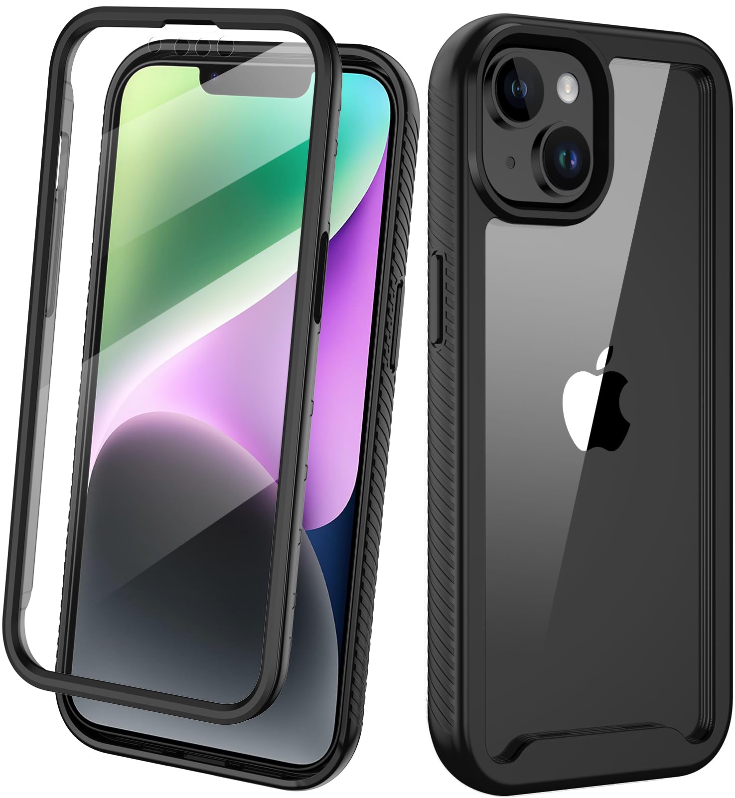 Aimoll-88Designed for iPhone 14 Case, iPhone 13 Case, Full Body Clear Case with Built-in Screen Protector, 2023 Upgrade Anti-Scratch Shockproof Bumper Phone Case for iPhone 14/13 6.1” (Black)