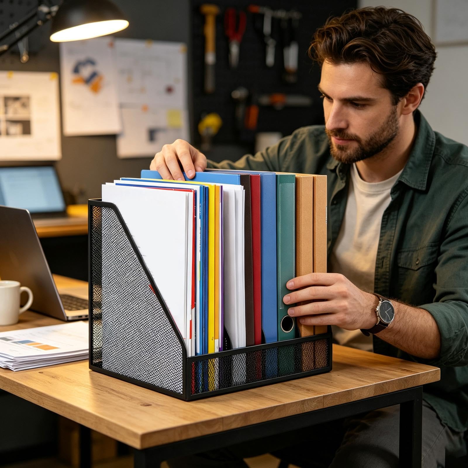 Organiseur de classeur vertical à 4 compartiments pour dossiers