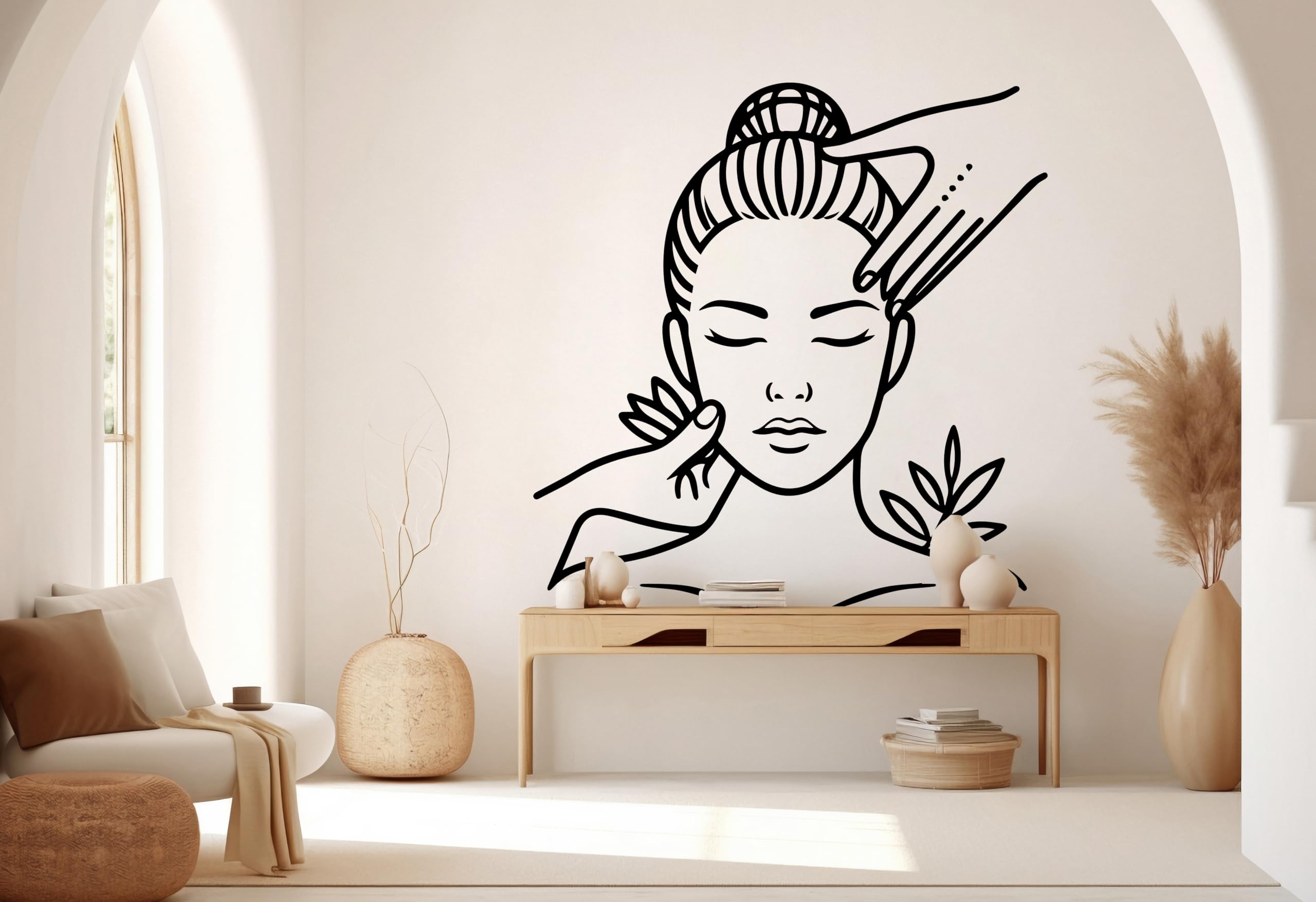 Face Massage Wall Decal – Modern Vinyl Sticker for Spa, Beauty Salon, or Wellness Studio – Professional Wall Art Design for Esthetician Room or Facial Treatment