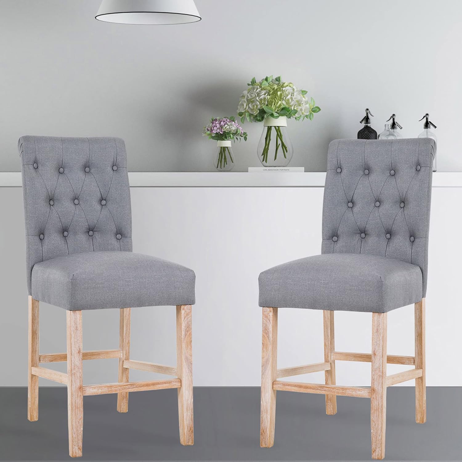 24 Inches Counter Height Chairs Set of 2 Upholstered