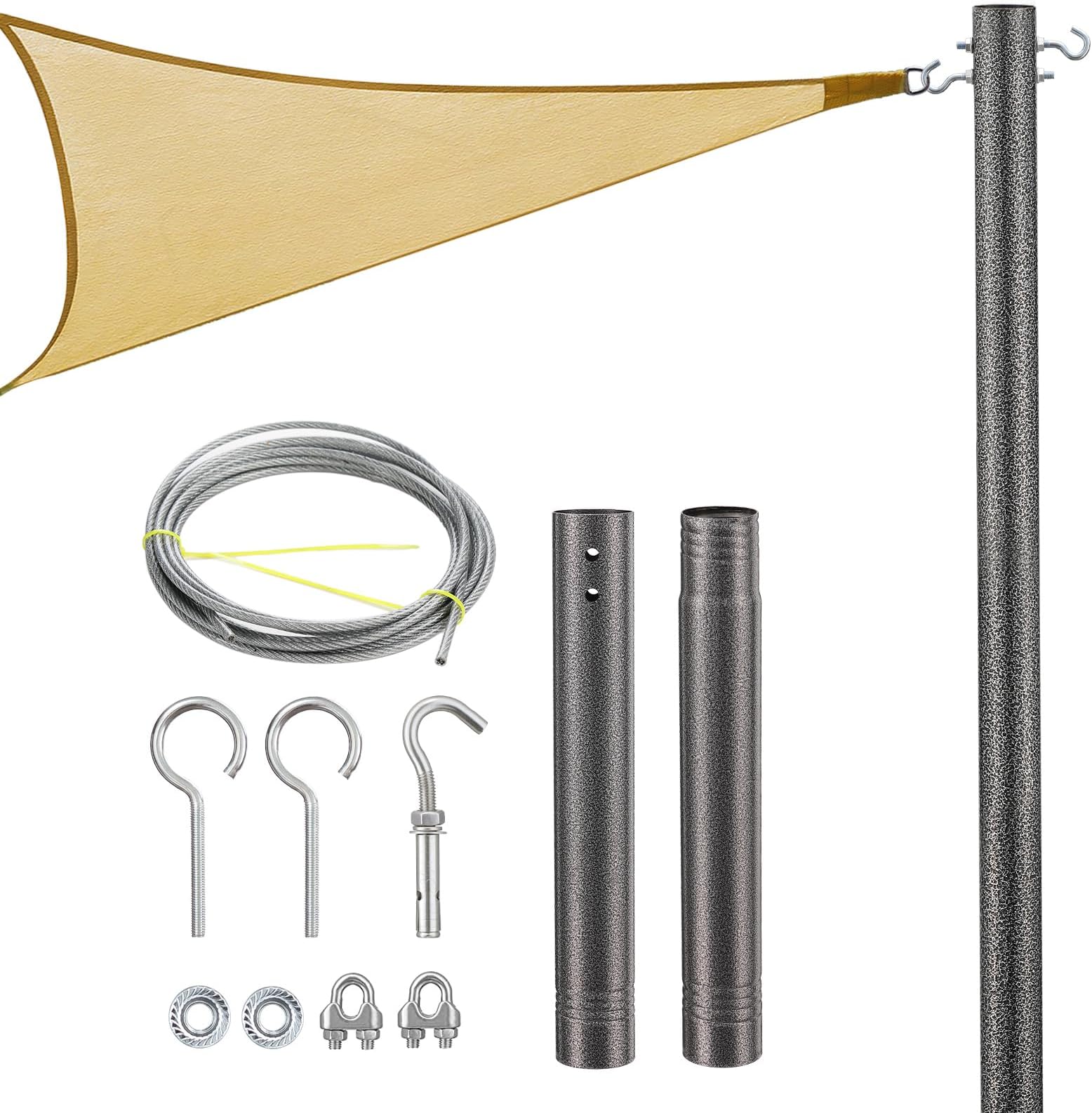 Shade Sail Pole, Heavy Duty Sun Shade Post, 9FT Adjustable