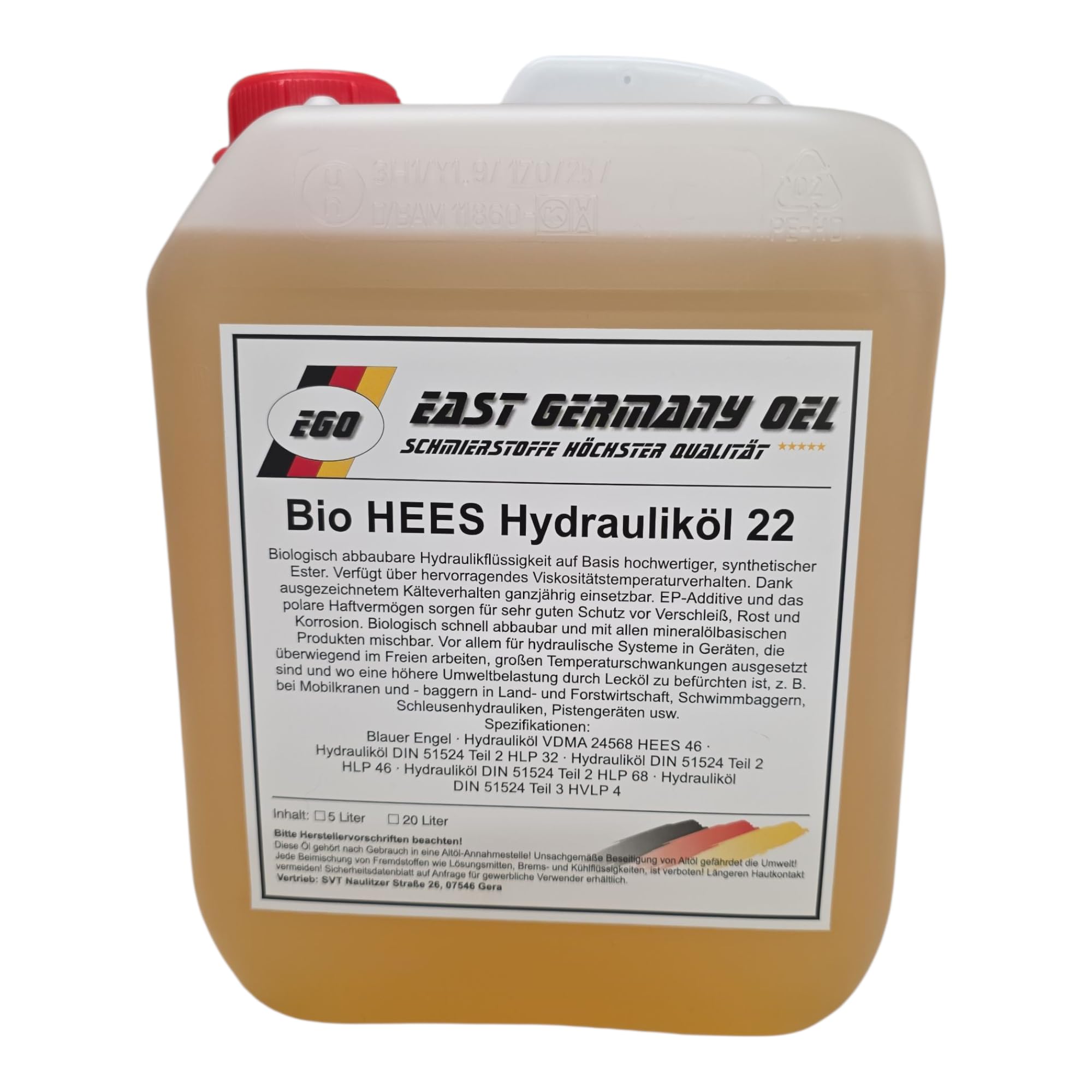 Bio Hydrauliköl HEES 22 (Kanister 5 Liter Kanister)