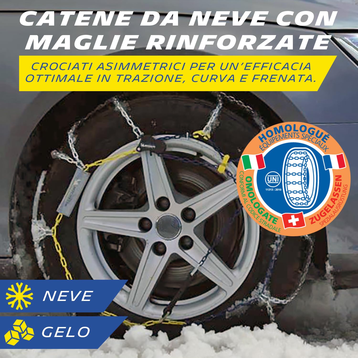 MICHELIN Catene da Neve Extrem Grip Automatic 130 9mm Maglie Rombo ABS ESP Montaggio Rapido