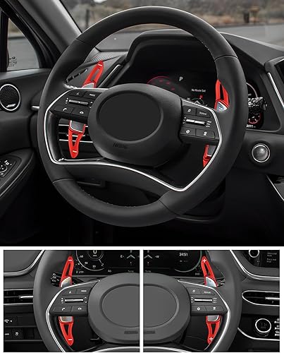 Miniatura 6 de Karltys Extensión de palanca de cambios de aluminio para volante Hyundai Sonata 2020-2023Tucson 2022-2024Santa Cruz 2022-2024, cubierta de cambio de