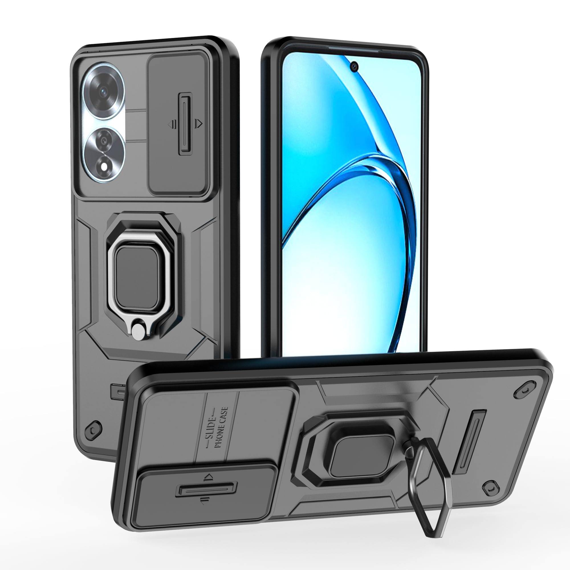 Case For Oppo A60 4G,Military Slide Lens Camera