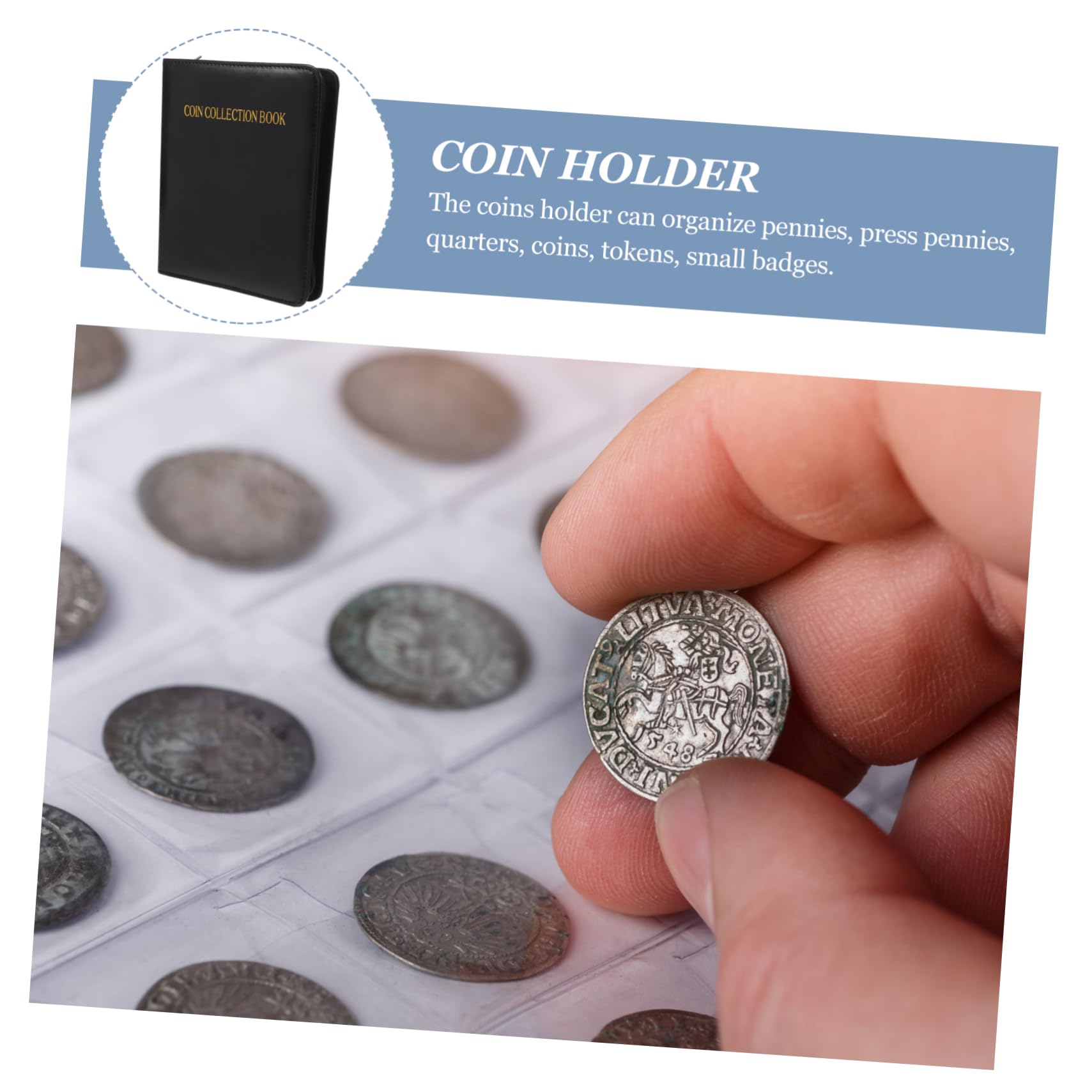 Álbum De Colección De Monedas Protección Organizador De Monedas De Compartimentos Páginas Transparentes Cubierta Artificial para Coleccionistas