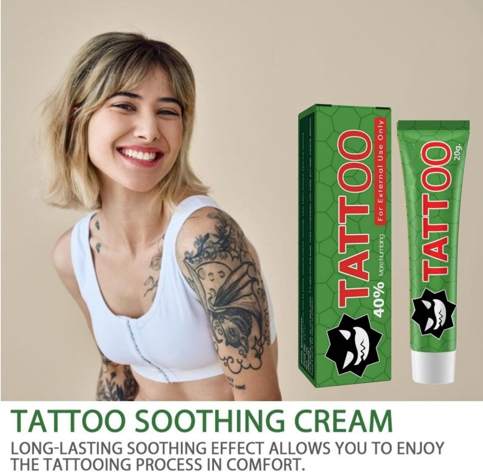Crema anestetica extra forte per tatuaggi, piercing ed epilazione laser, lenitiva idratante previene irritazioni e scoloriture