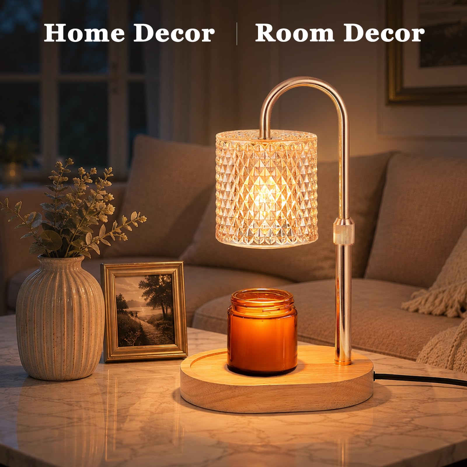 Lampada scalda candela con timer dimmerabile, altezza regolabile con 2 lampadine, scaldacera per la casa, camera da letto, regalo per riscaldamento della casa, regalo per donne