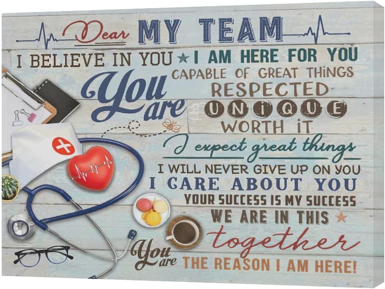 Nurse-4 Nurse Vintage Metal Tin Sign Dear My Team I Believe In You Art Plaque Wall Decor Look Funny Gifts For Home Kitchen Garage 12X18 Inch