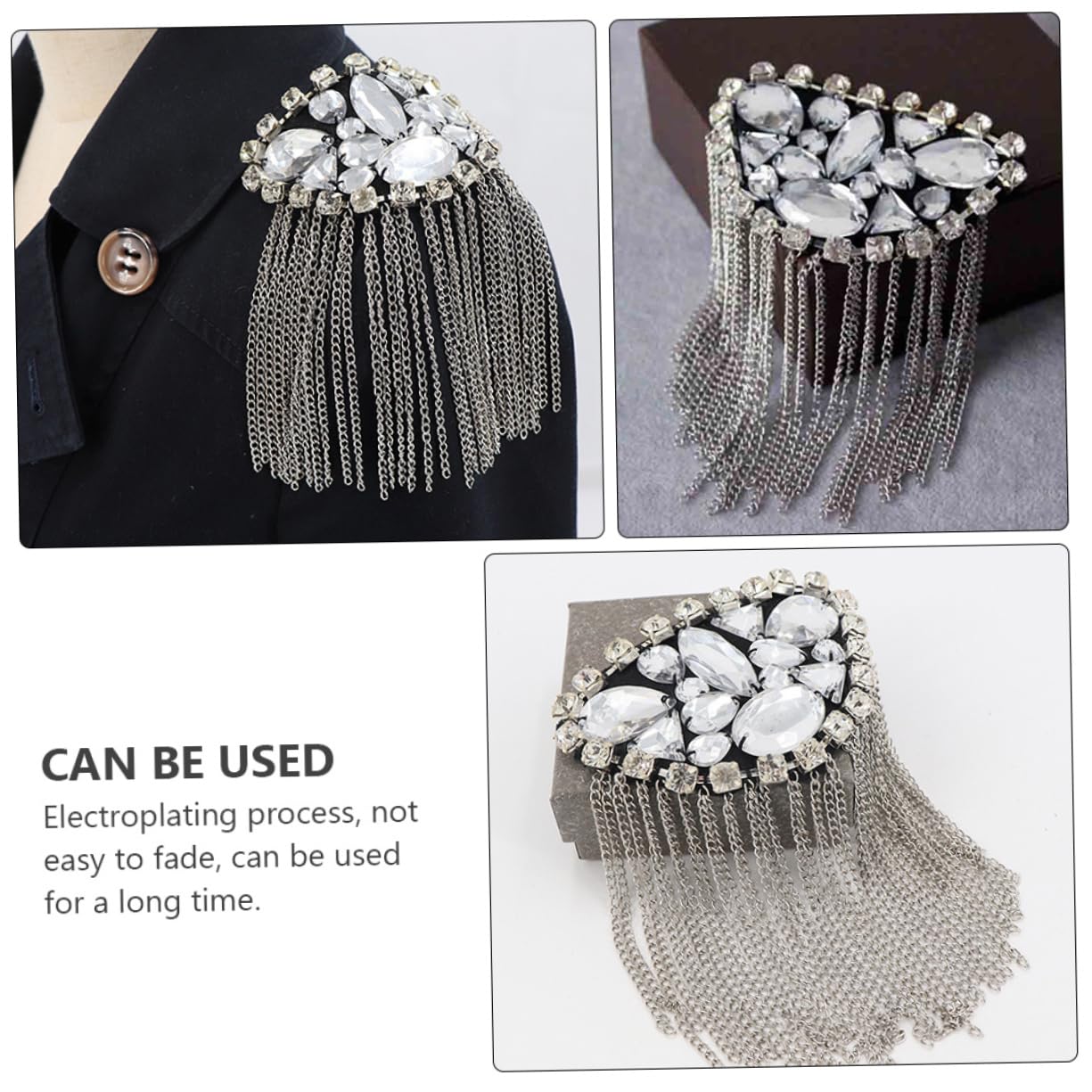 SHERCHPRY 3pezzi Spilla Metallo Con Strass e Frange Accessorio Per Abbigliamento Spilla Creativa Per Spalline Per Occasioni Speciali e Festività