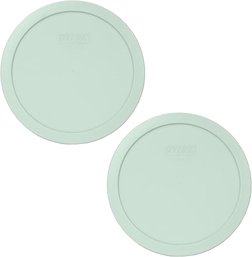 Pyrex 7402-PC Muddy Aqua - Tapa redonda de plástico para almacenamiento de alimentos, fabricada en Estados Unidos, paquete de 2