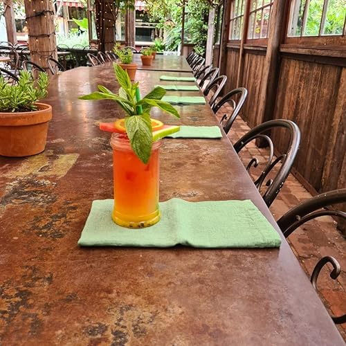 Miniatura 4 de Marc Oliver Servilletas de tela de lino verde niebla, juego de 4, grandes, de 20 x 20 pulgadas, lavadas a la piedra, lavables, reutilizables,