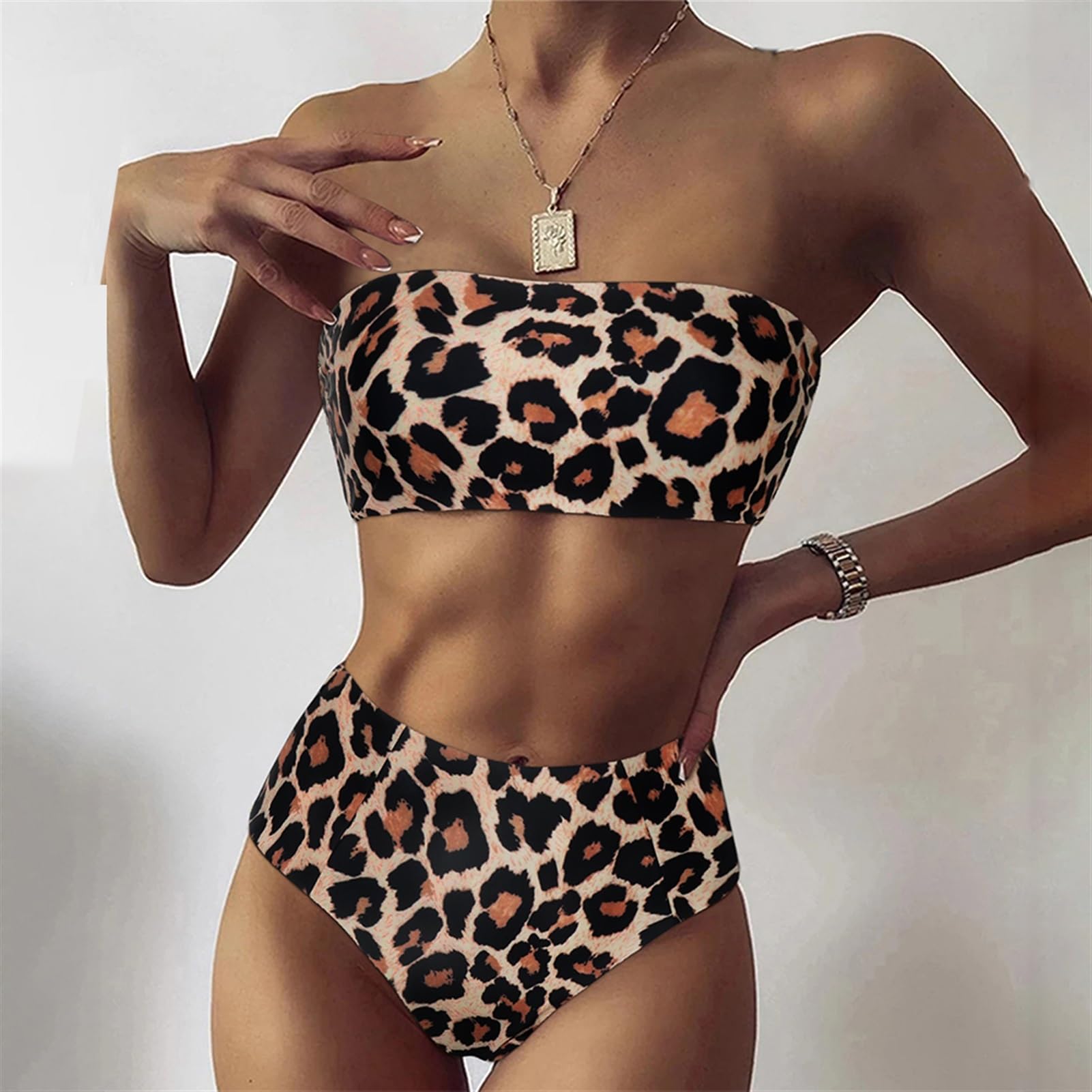 Bikini Sexy da Donna Costume da Bagno A Vita Alta Push Up Beachwear Costumi da Bagno Costumi da Bagno Bikini A Fascia Brasiliano Donna (Color : B3388RG, Size : S)