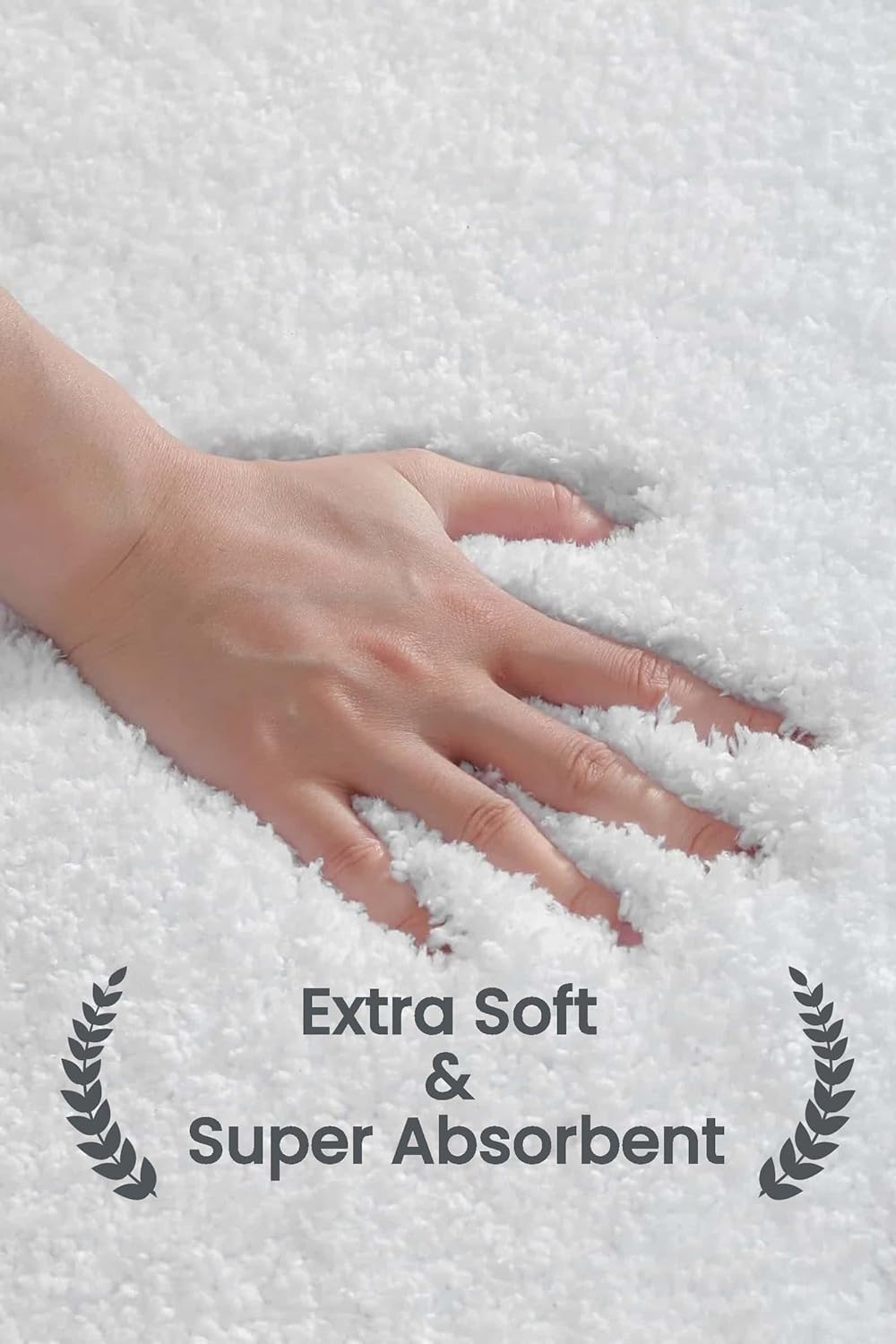 Pure White Fluffy Extra Thick Soft Bath Mat 20x32, Non Slip Bathroom Rug for Tub and Shower, Plush Absorbent Floor Mat, Machine Washable Shaggy Rug for Cozy Home Bathroom Décor