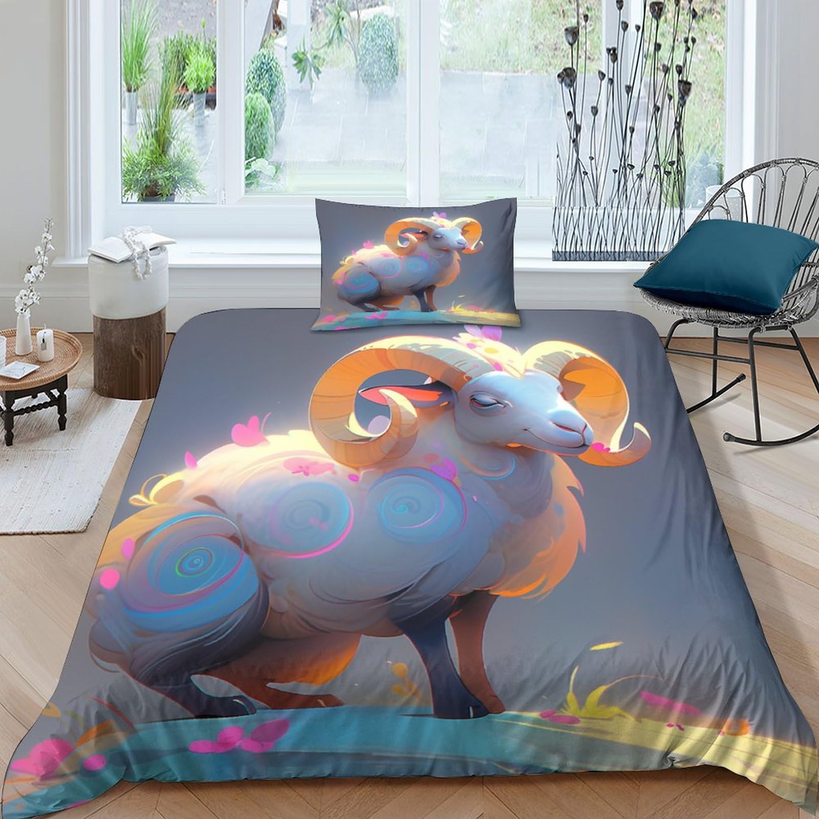 Parure de lit housse de couette rainbow sheep garçon ensemble de literie single