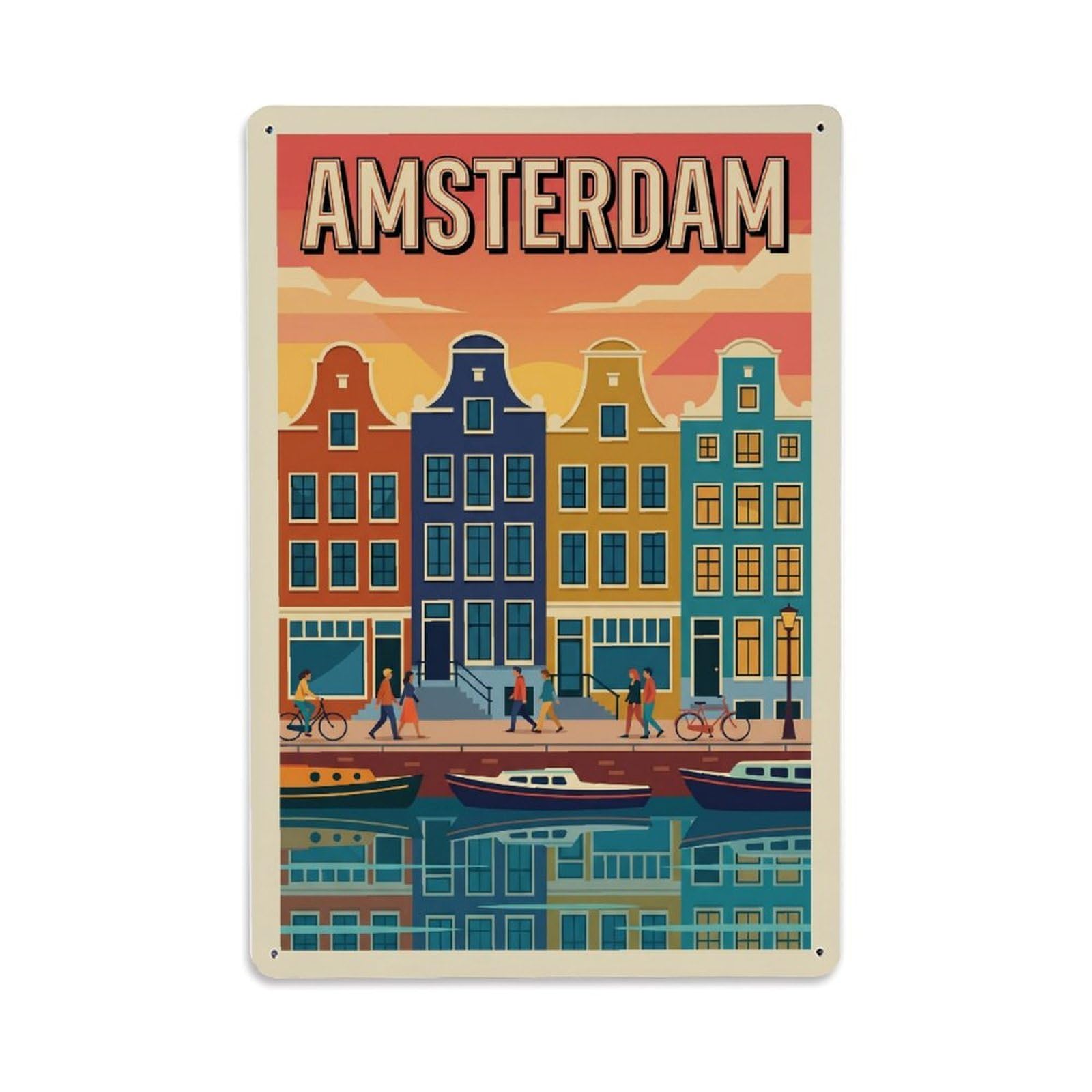Vintage Travel Esplanade Netherlands Promenade Metal Tin Sign Plaque Wall Decor for Cafe, Club Bar, Office, Home Garden Metal Poster 8x12Inch