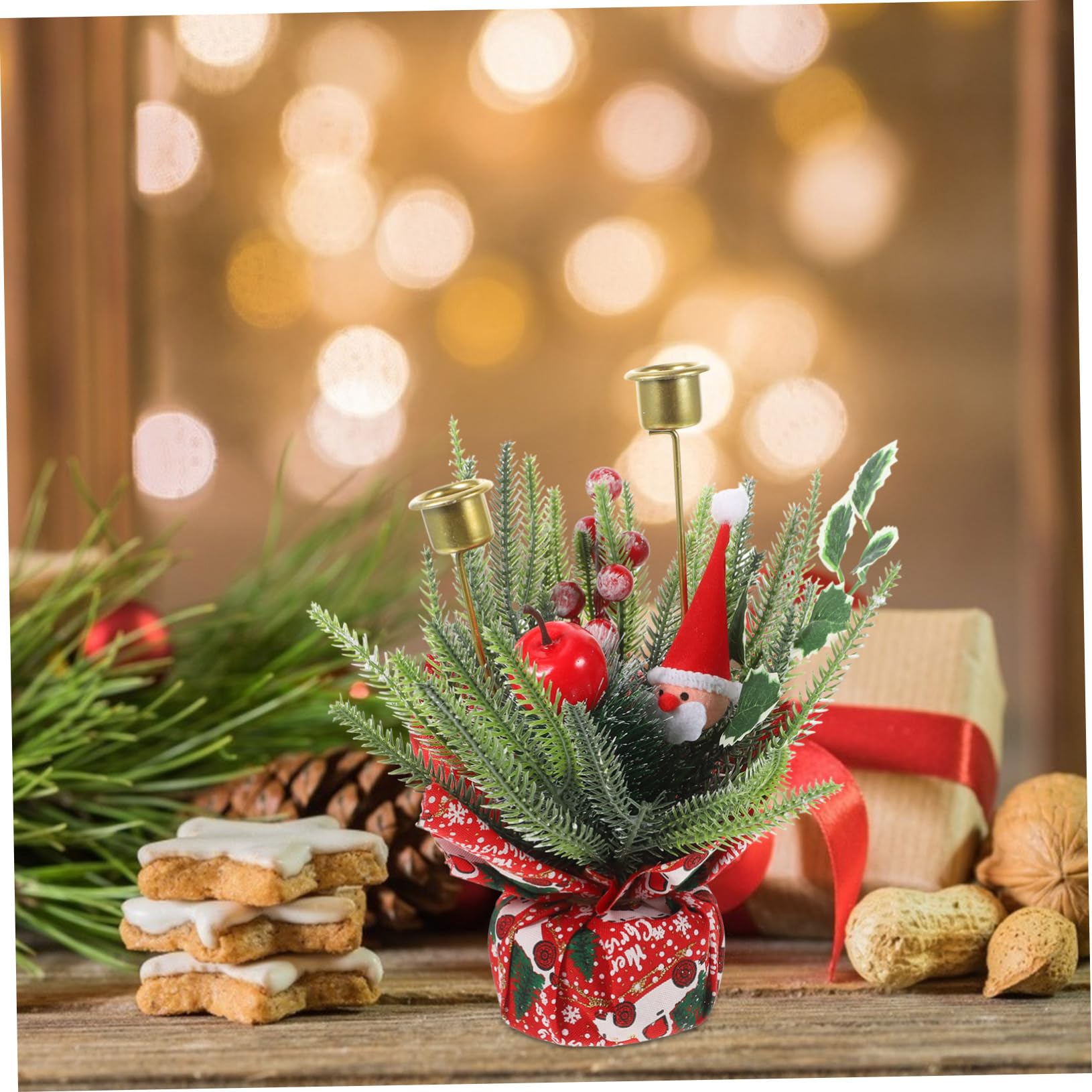 Anneome Portavelas De Navidad Decoración De Frutas Artificiales Centro De Mesa Festivo para Comedor y Oficina