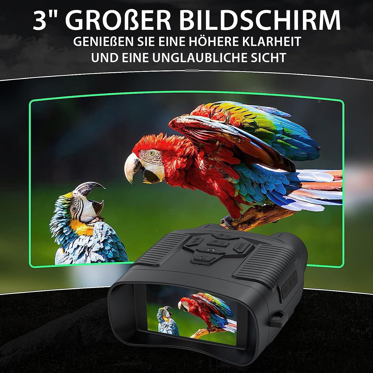Zavarius Infrarotkamera 4K Binokulares Akku-Nachtsichtgerät bis 500 m IR-Sichtweite