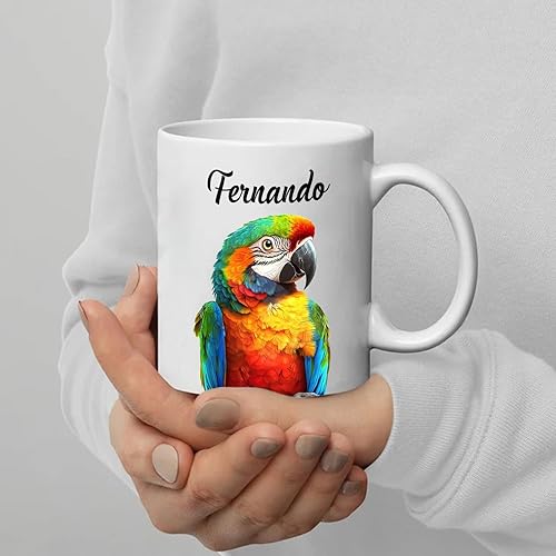 Miniatura 6 de Taza de café de loro, regalo para hombres, mujeres, amantes de los loros, cumpleaños, personalizable, a elegir con nombre, taza de cerámica de 11