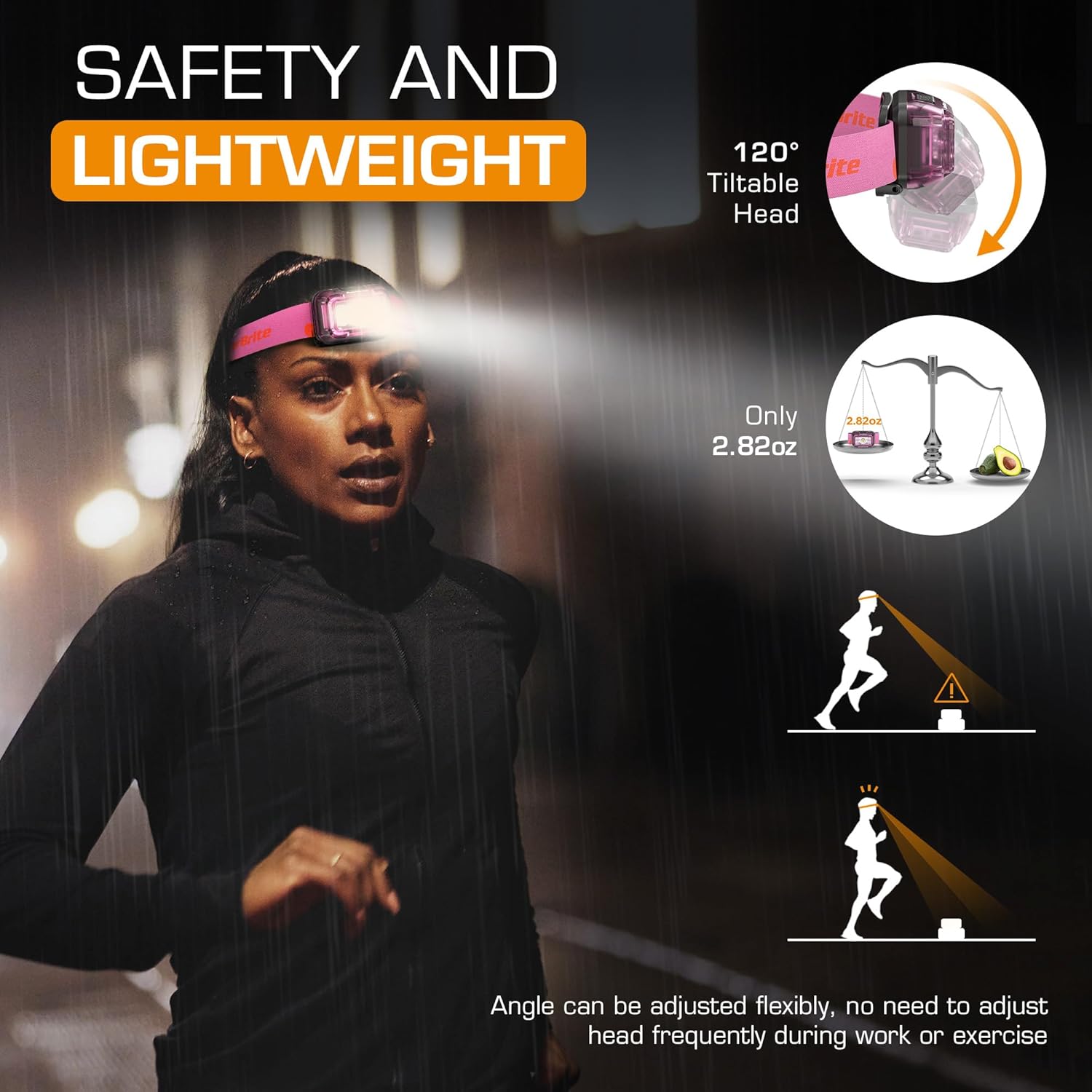 EverBrite Rechargeable Headlamp, 2 Pack Kids Headlamp with White/Red/Green Light and Memory Function, Head Lamp for Adult and Kid with 5 Modes, 120° Adjustable LED Headlamp for Camping, Running-Pink