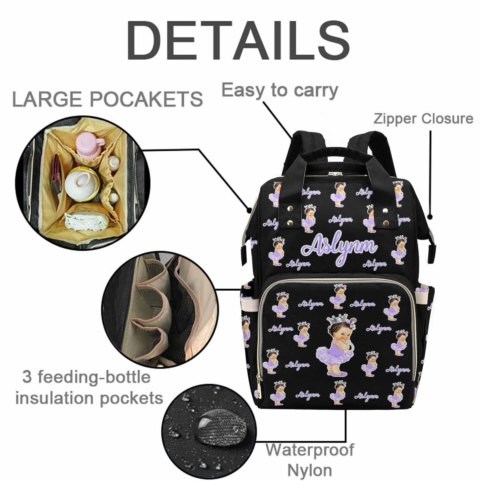 M YESCUSTOM Baby Bag Backpack with Multi Name Personalized Diaper Bag Custom Women Mom Travel Backpack Custom Mommy Backpack