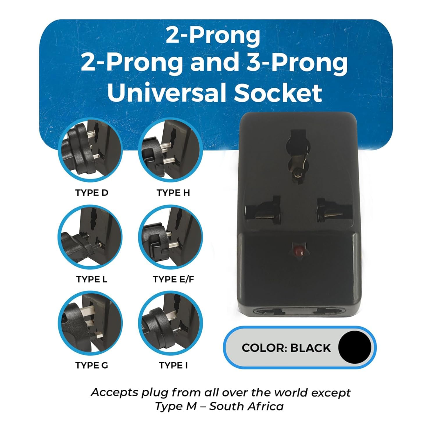 MX 3 Pin Multi Plug Socket Travel Adapter Universal Socket 3 in 1 Plug Extension Socket Travel Power Plug Adapter with Dual Inputs for Laptop, Phone, PC Pack of 2