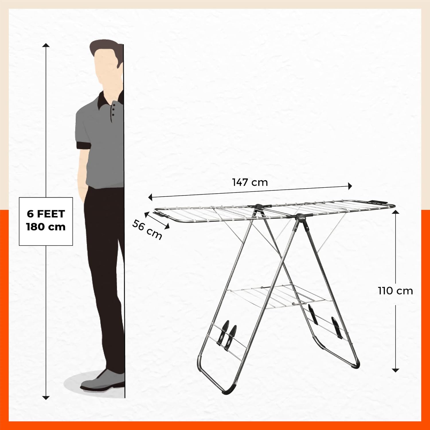 Bathla Mobidry Neo - Foldable Cloth Drying Stand for Home - Stainless Steel (Black) offers donot miss 6 Bathla Mobidry Neo - Foldable Cloth Drying Stand for Home - Stainless Steel (Black) offers donot miss