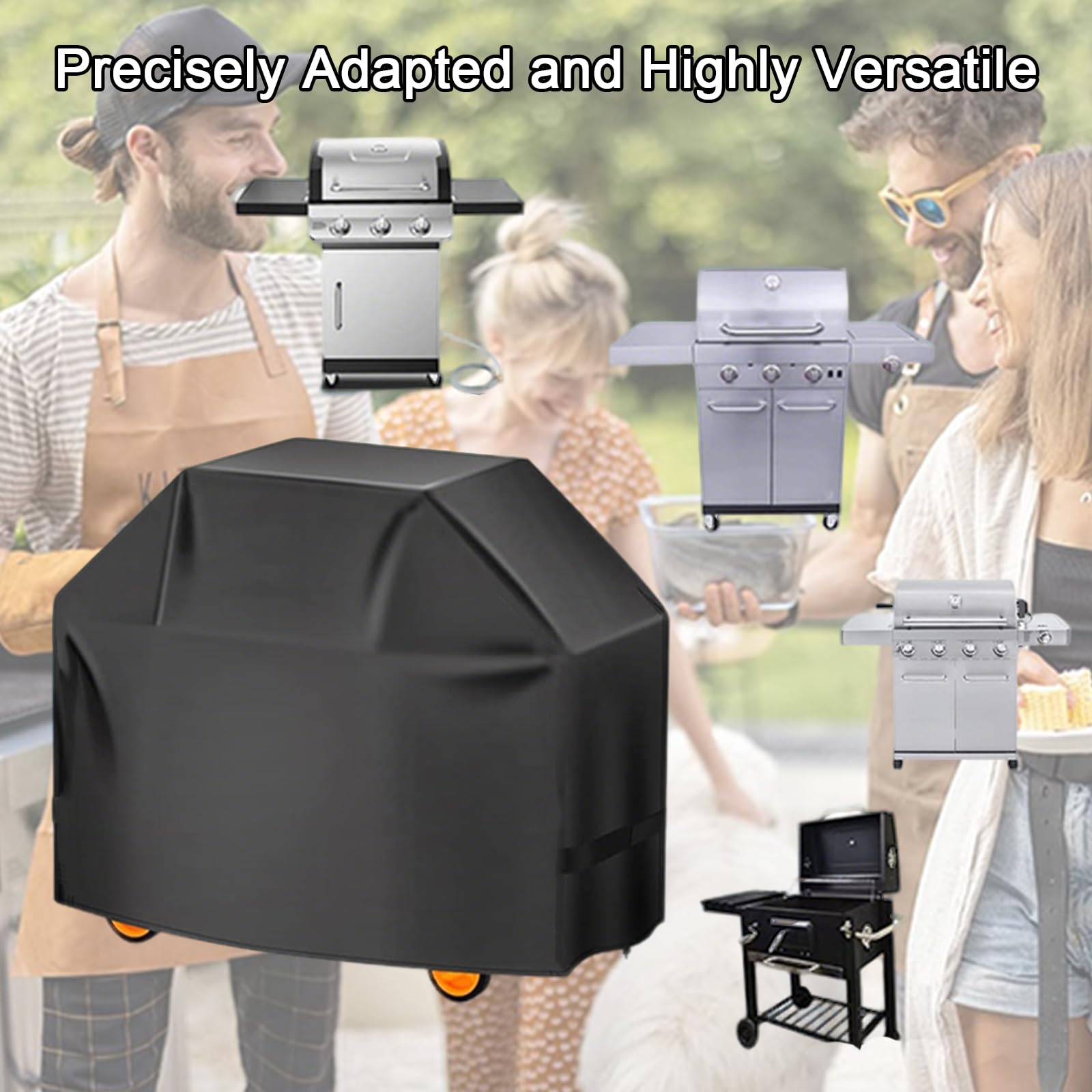 Funda Barbacoa Exterior Impermeable, Resistente a la Intemperie 420D, Cubre Barbacoa Exterior con Cordón Elástico y Ajuste Adhesivo(Size:44 * 22 * 42in)