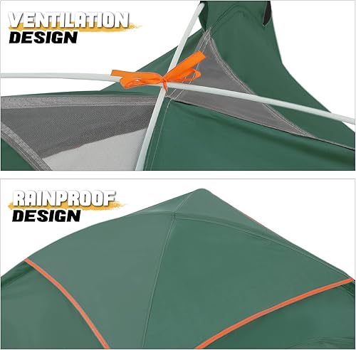 Miniatura 8 de MoNiBloom Tienda de campaña con cúpula para 2 personas con tragaluz, tienda de campaña familiar ultraligera de fácil instalación y mochilero con