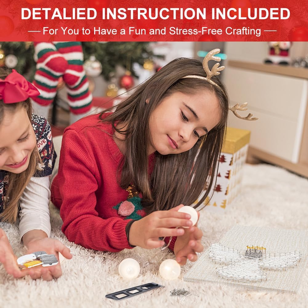 WEBEEDY Christmas Angel String Art Kit for Adults Beginners Include All Necessary Accessories DIY 3D String Art Kit DIY Adult Holiday Christmas Craft Project Wall Art Gift
